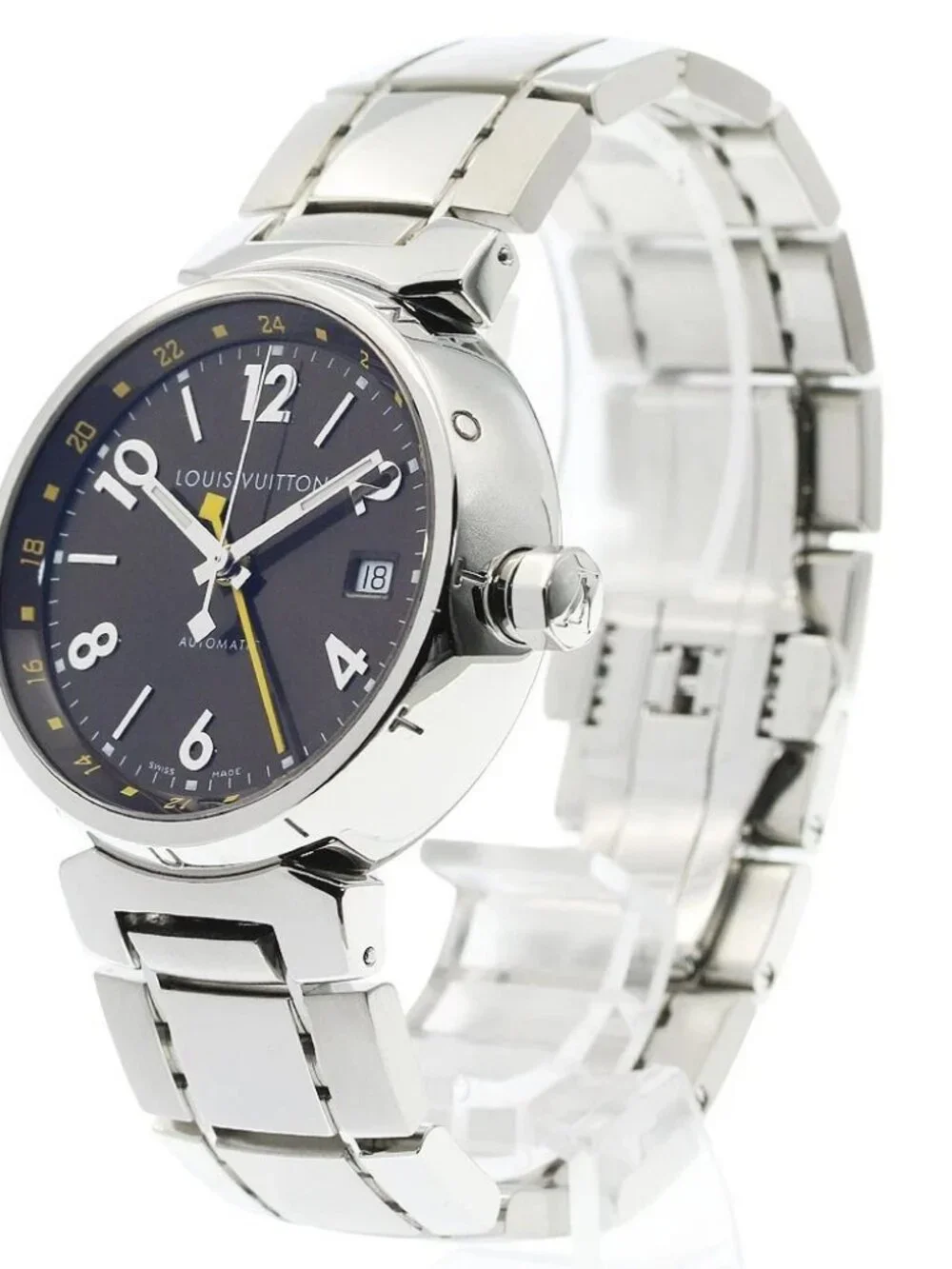 LOUIS VUITTON Tambour Q1131 GMT date Brown Dial Automatic Men's Watch_962354